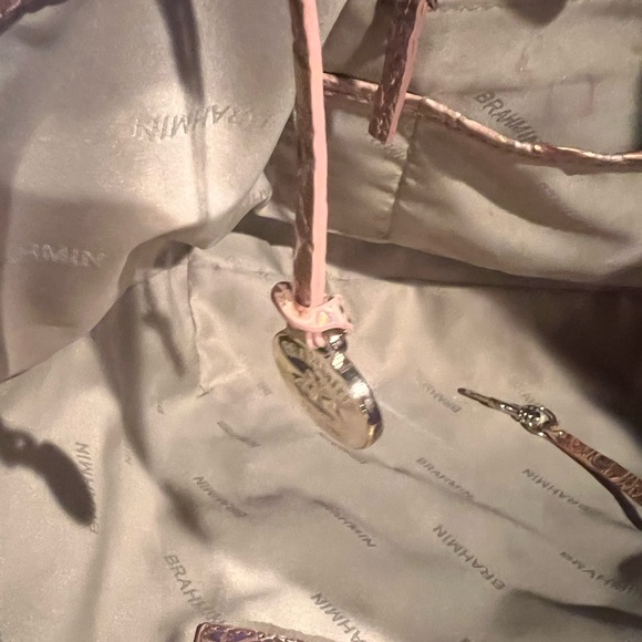 Brahmin Rose Golf Metallic Croc-Embossed Tote and wallet Set - Picture 7 of 8